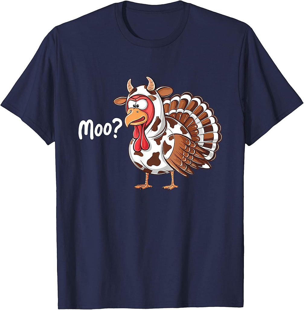 Funny Turkey Moo Thanksgiving Fake Cow Farmer Cow Lover T-Shirt