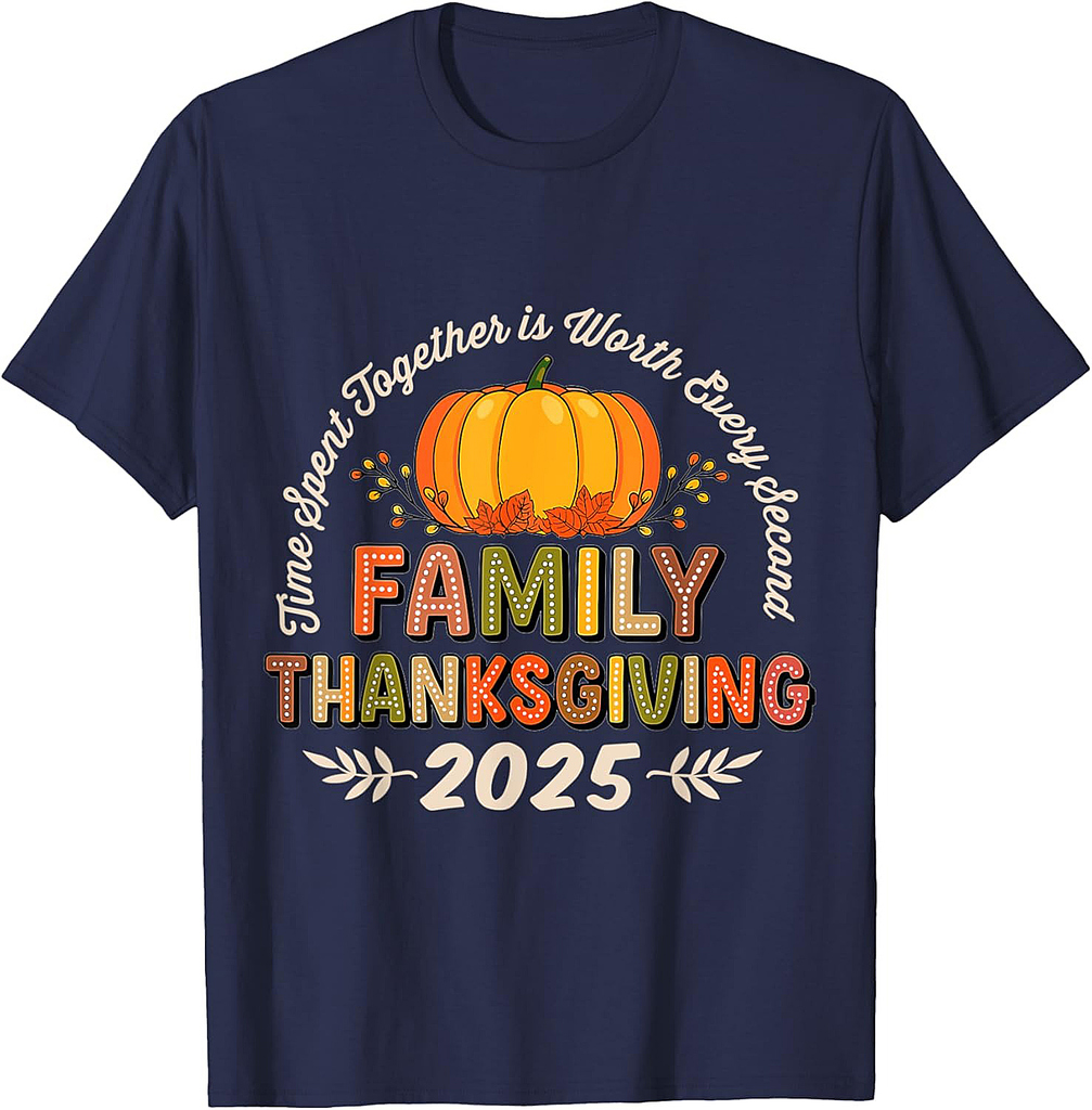 Family Thanksgiving 2025 Crew Pumpkin Turkey Group Matching T-Shirt
