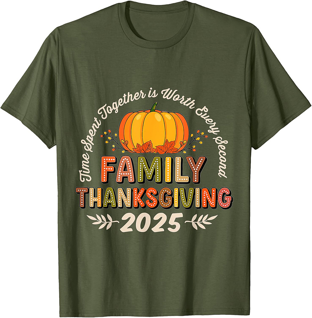 Family Thanksgiving 2025 Crew Pumpkin Turkey Group Matching T-Shirt