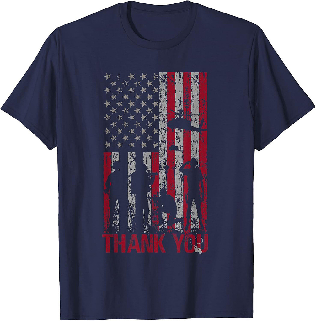 Thank You Memorial Day Veteran Military Flag Design American T-Shirt