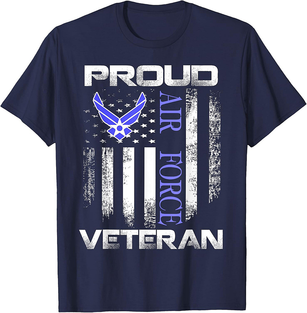 Vintage Proud Air Force Veteran With American Flag Gift T-Shirt