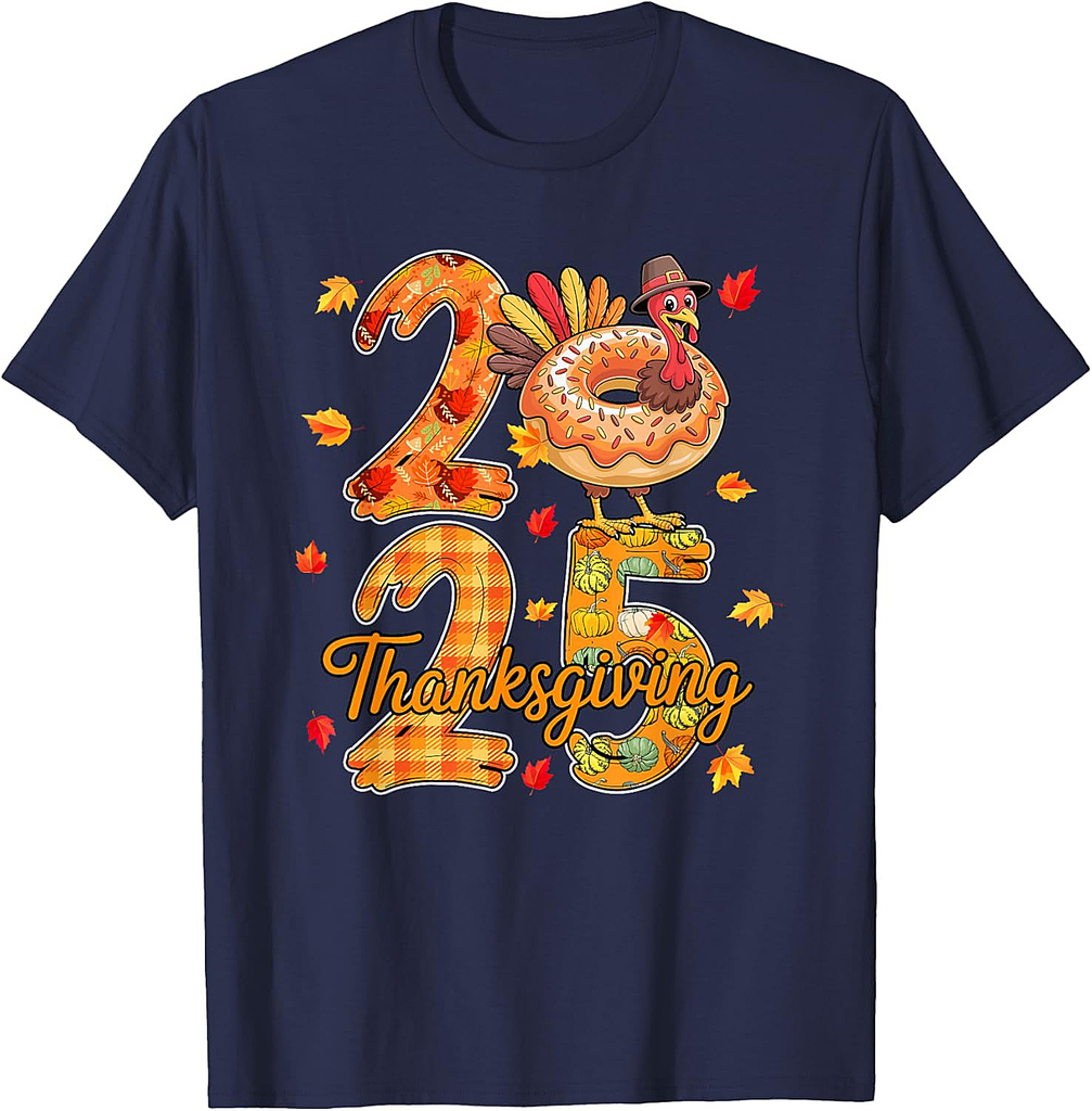 Thanksgiving 2025 Cute Turkey As Donut Food Lover Autumn T-Shirt