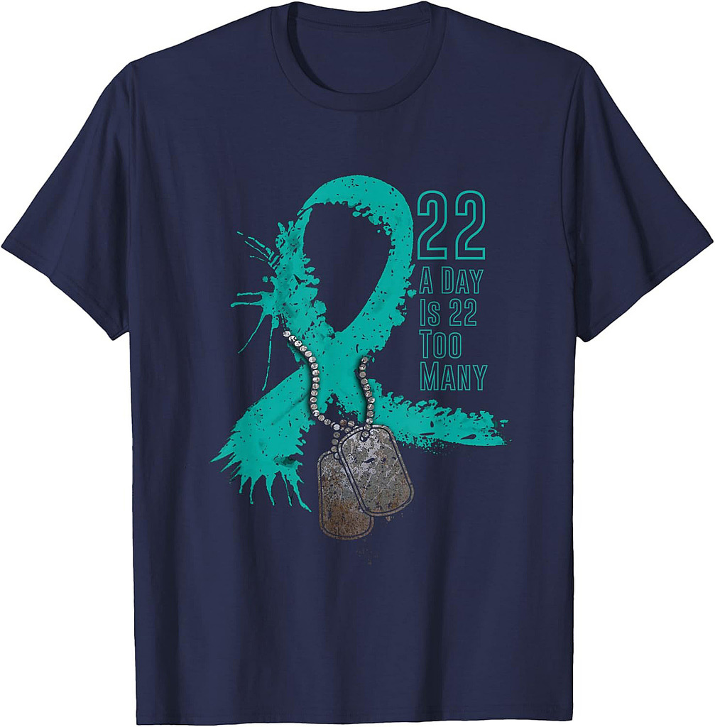 Veteran Suicide Awareness Ribbon 22 A Day Is 22 Too Many T-Shirt