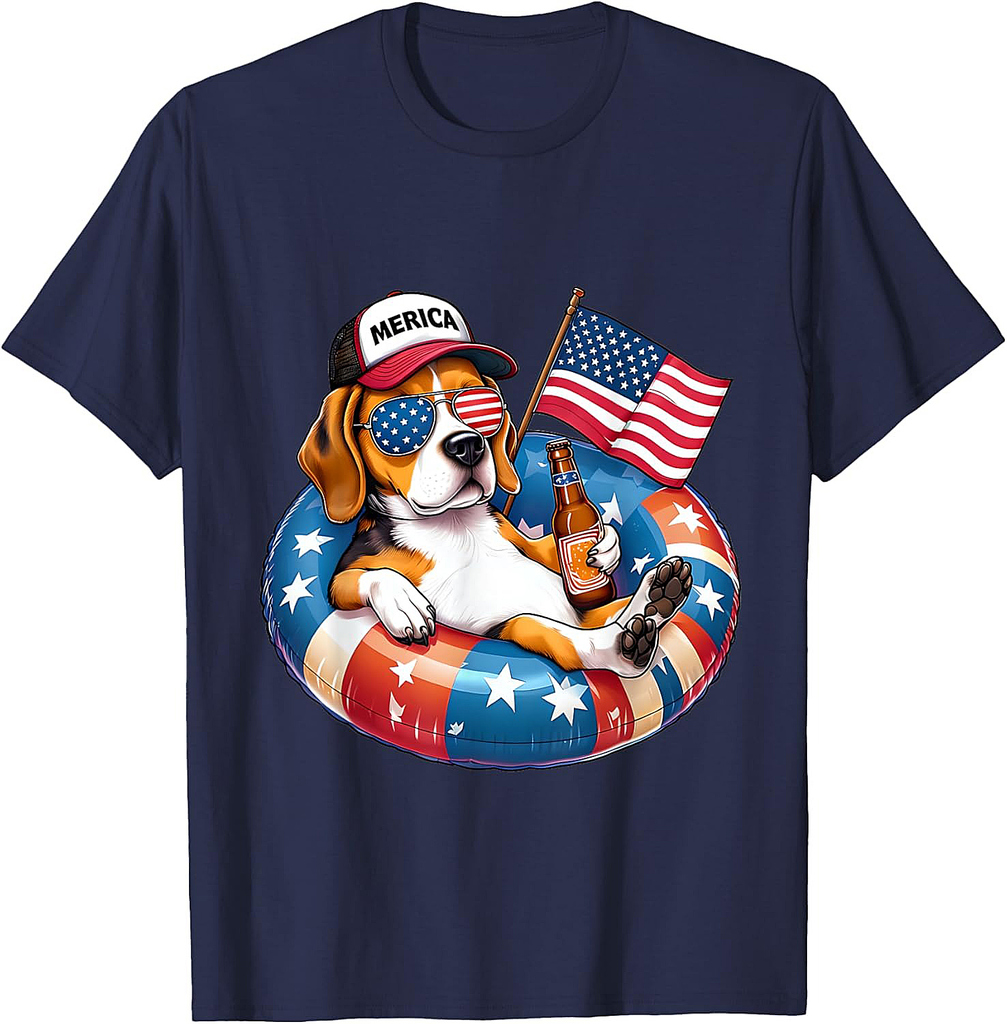 Patriotic Beagle Dog USA Flag 4th of July T-Shirt