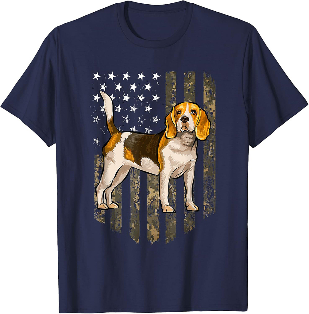 Camo American Flag Beagle 4th Of July USA T-Shirt