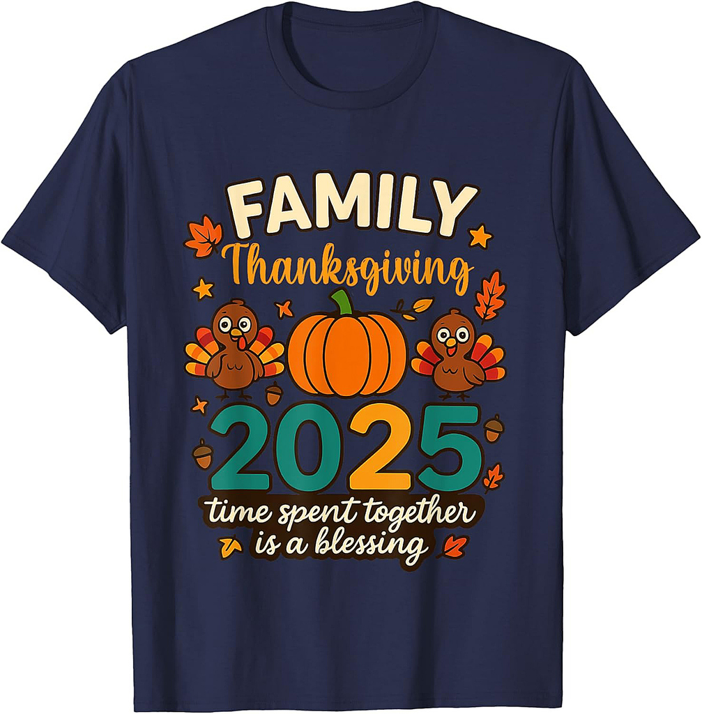 Happy Family Thanksgiving Together 2025 Crew Turkey T-Shirt