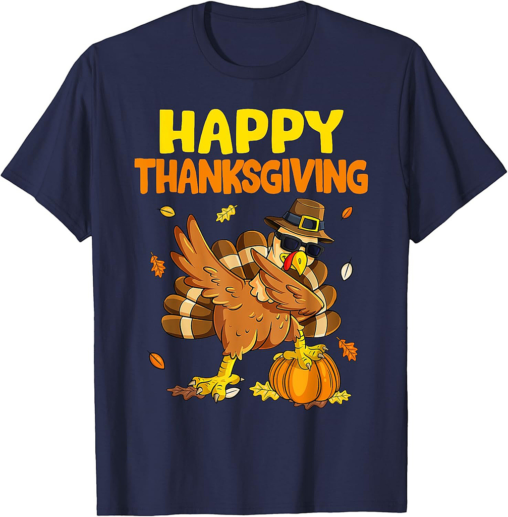 Funny Happy Thanksgiving Dabbing Pilgrim Turkey Men Women T-Shirt