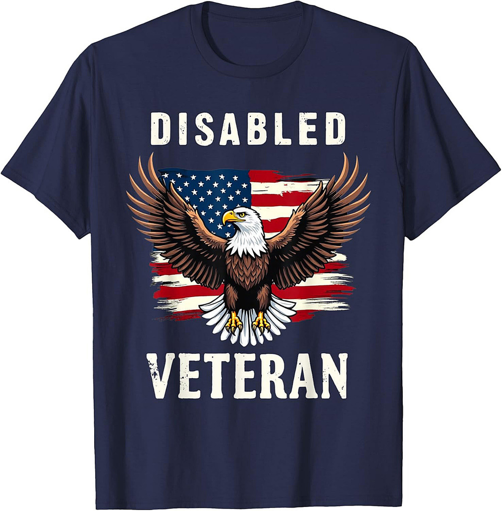 Disabled Veteran Men's Patriotic Veterans day American Flag T-Shirt