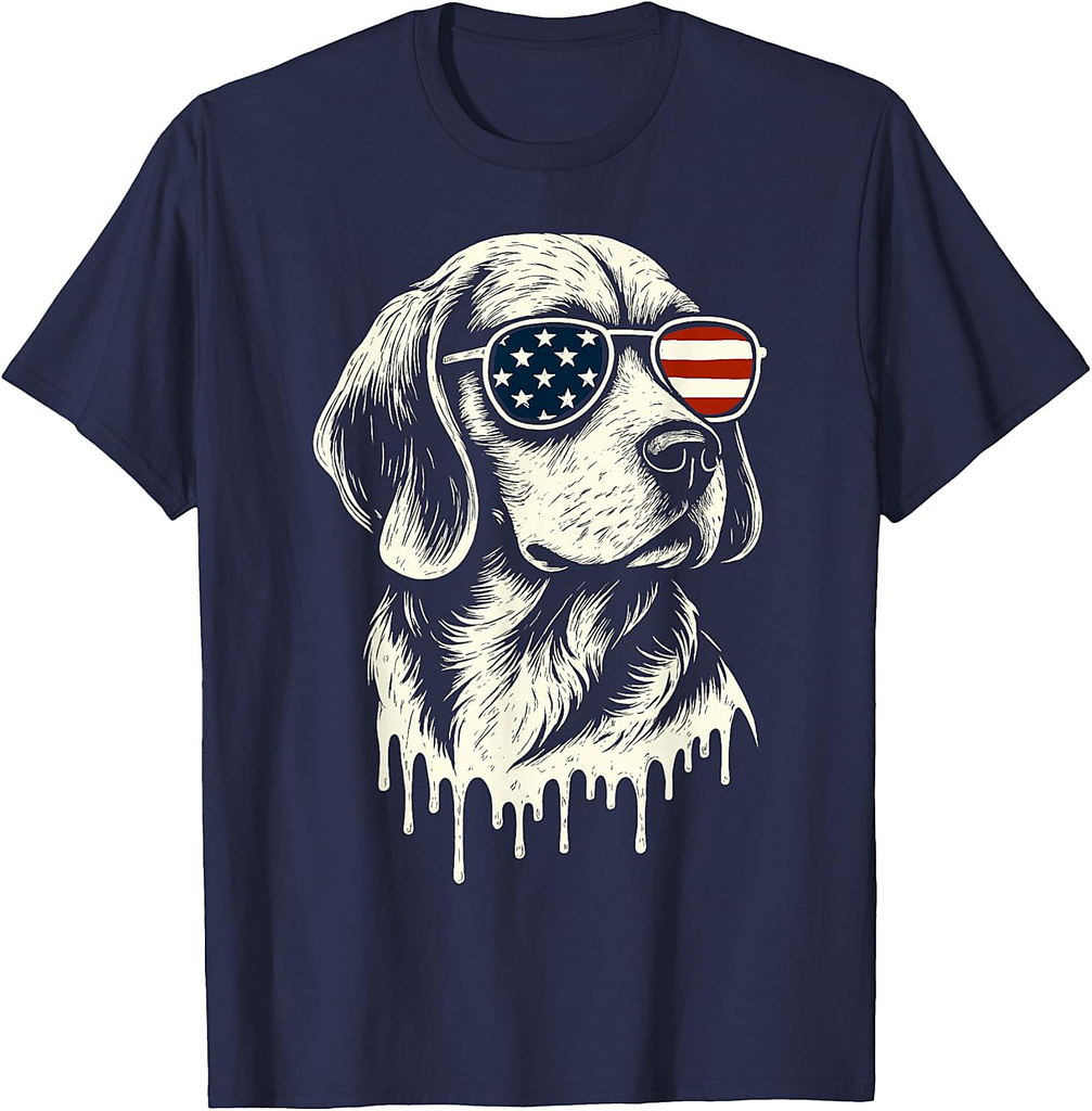 American Flag Beagle USA Retro Patriotic 4th of July Vintage T-Shirt