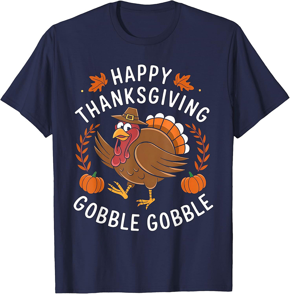 Thanksgiving Shirts for Boys Girs Women Happy Gobble T-Shirt
