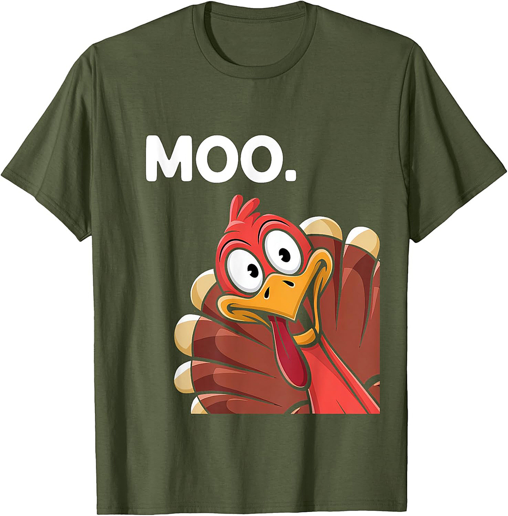 Turkey Moo Funny Thanksgiving Fall Autumn for Men Women T-Shirt