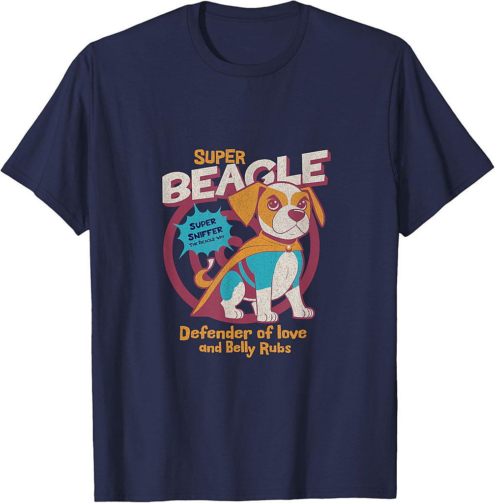 Cute Super Beagle Action Hero Funny Design T-Shirt