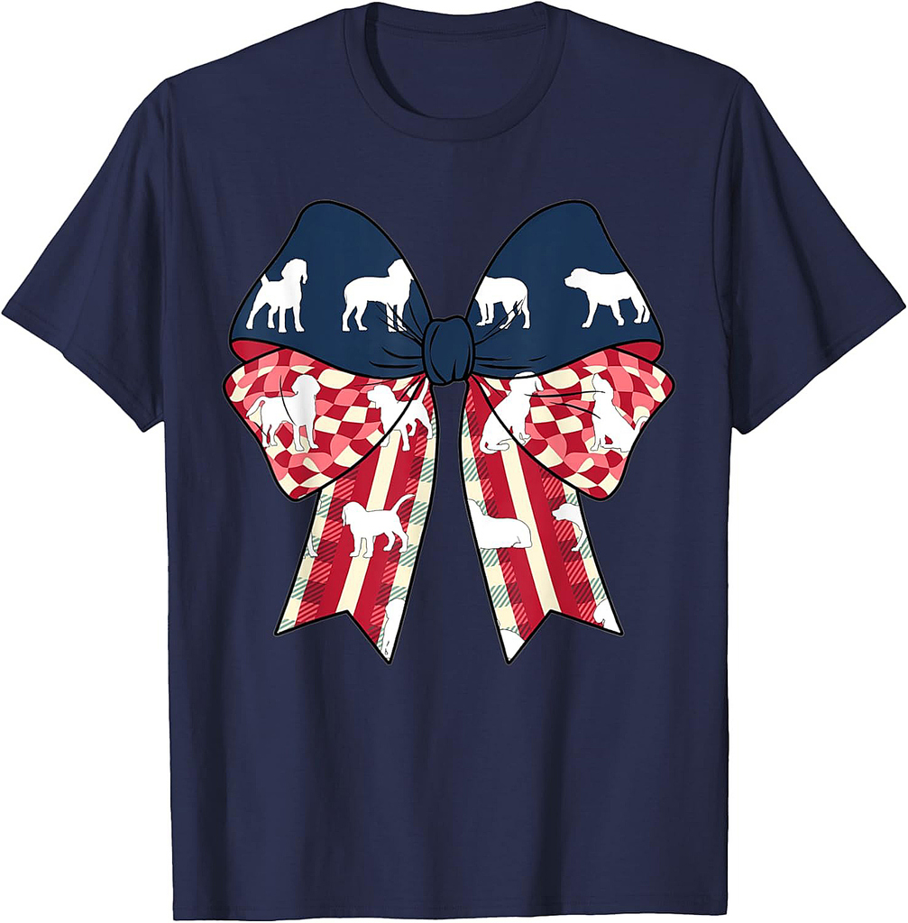 Beagle Dog American Flag Patriotic Bow Coquette 4th Of July T-Shirt for Men Women
