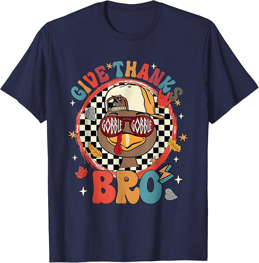 Give Thanks Bro Funny Turkey Thanksgiving Boys T-Shirt