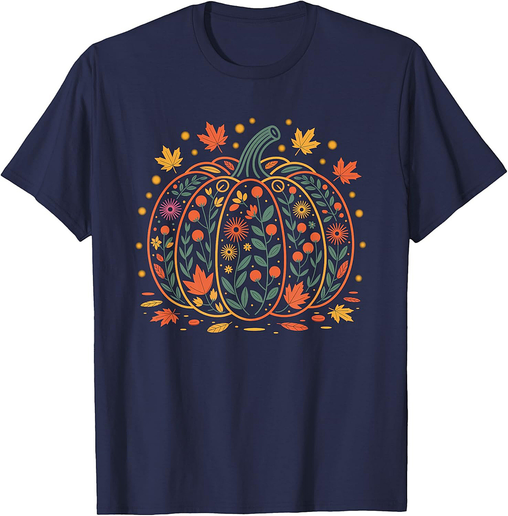 Fall Women Vintage Pumpkin Autumn Graphic Thanksgiving 2025 T-Shirt