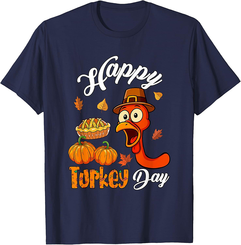 Happy Thanksgiving Turkey Day Funny Turkey Face Pumpkin Pie T-Shirt