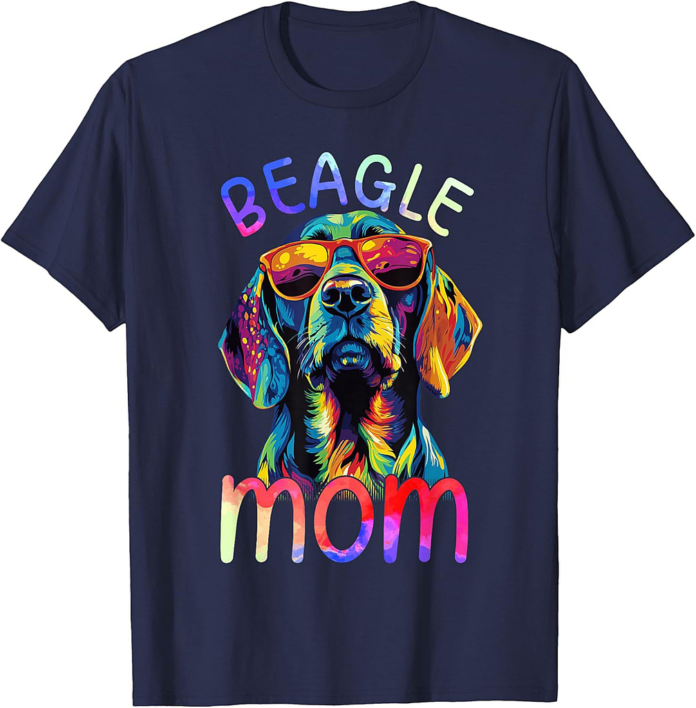 Beagle Lovers Colorful Pop Art Womens Beagle Mom T-Shirt