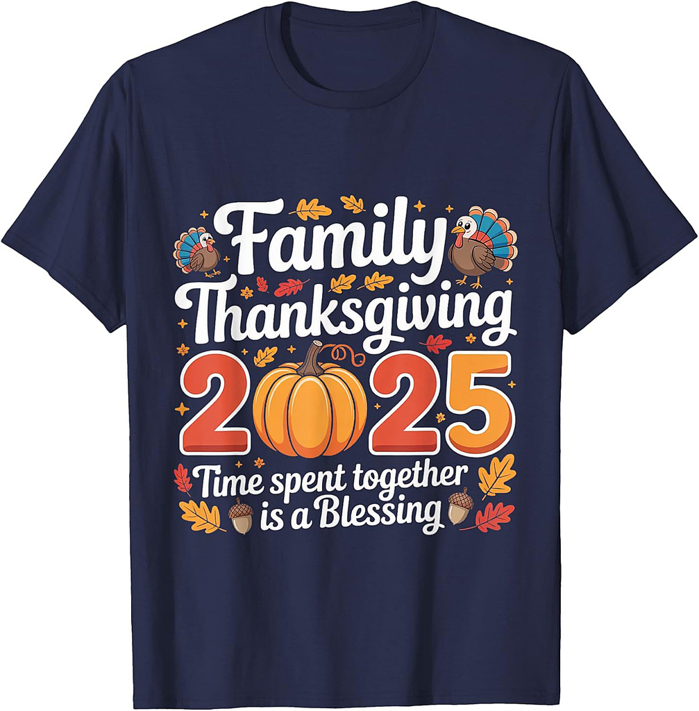 Happy Family Thanksgiving Crew 2025 Funny Turkey Matching T-Shirt