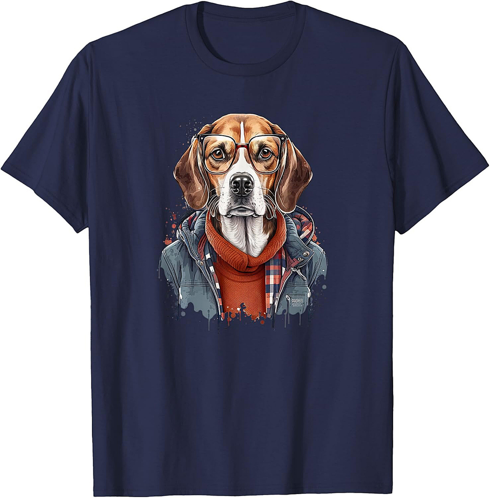 Funny Beagle Dog Hipster T-Shirt