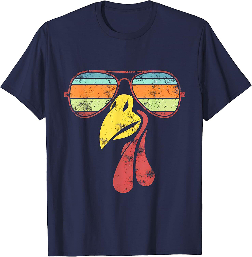 Cool Vintage Turkey Face Sunglasses  Thanksgiving T-Shirt