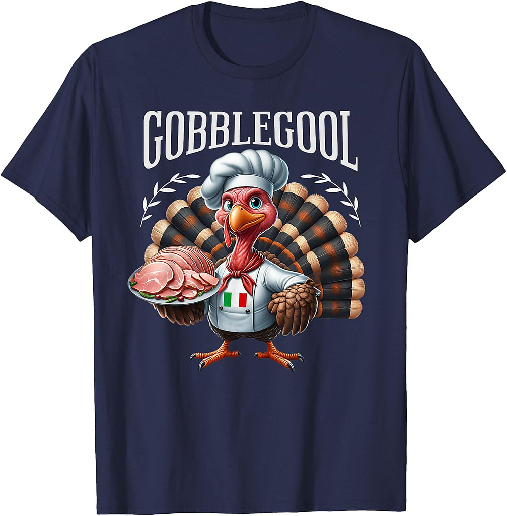 Unisex Adults Thanksgiving Retro Cartoon Turkey T-Shirt