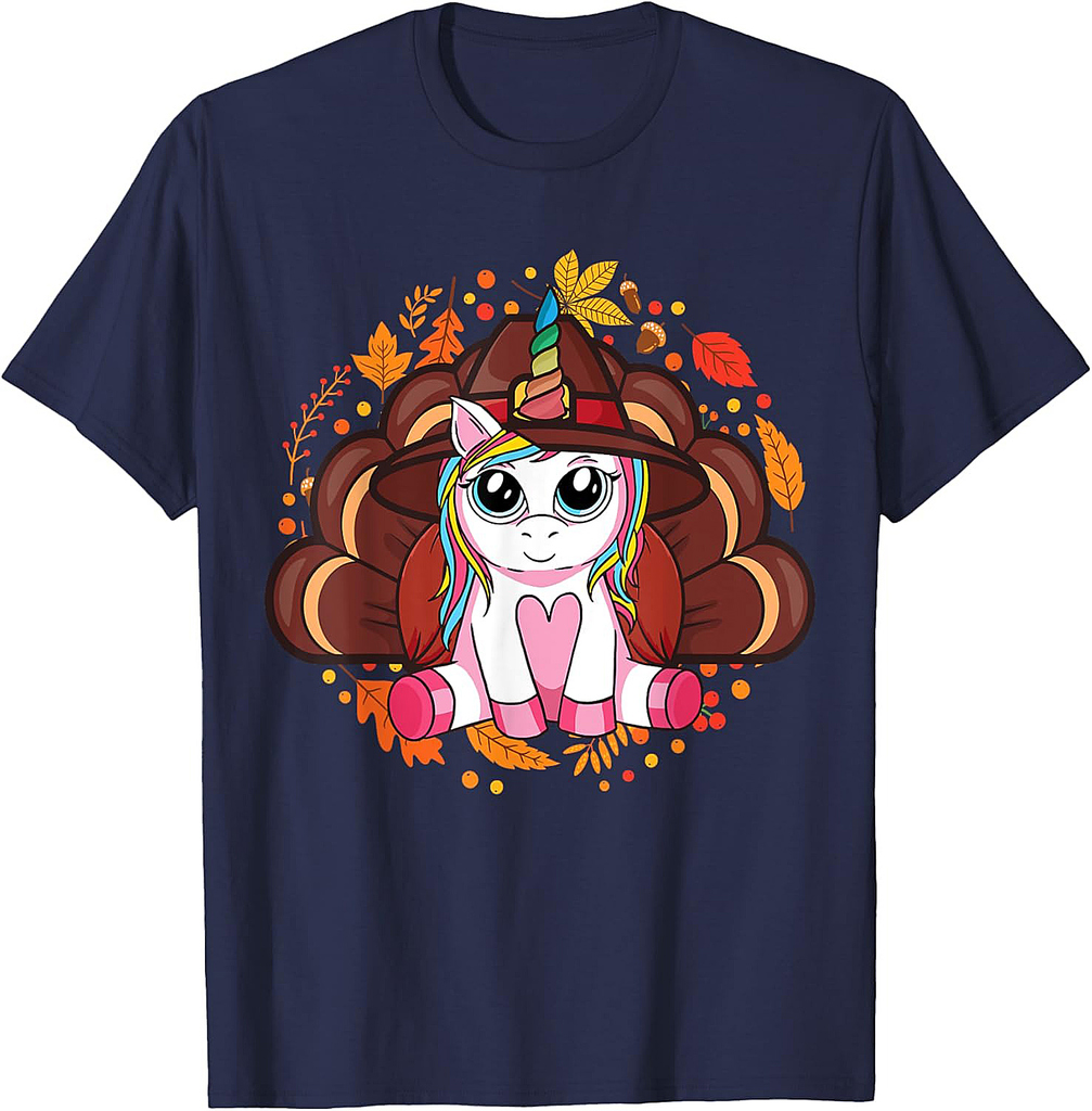 Cute Thanksgiving Girls Toddler Turkey Unicorn T-Shirt