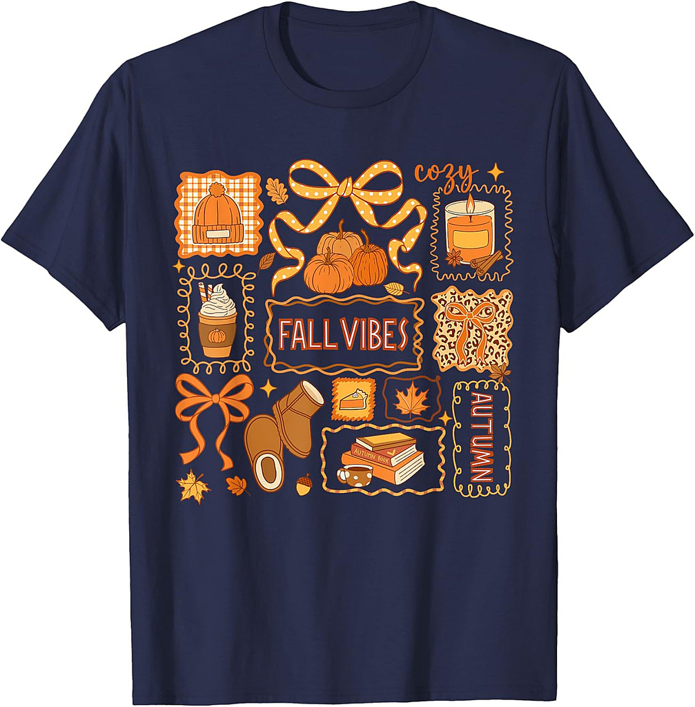Fall Vibes Autumn Coquette Pumpkin Thanksgiving Coffee Women T-Shirt
