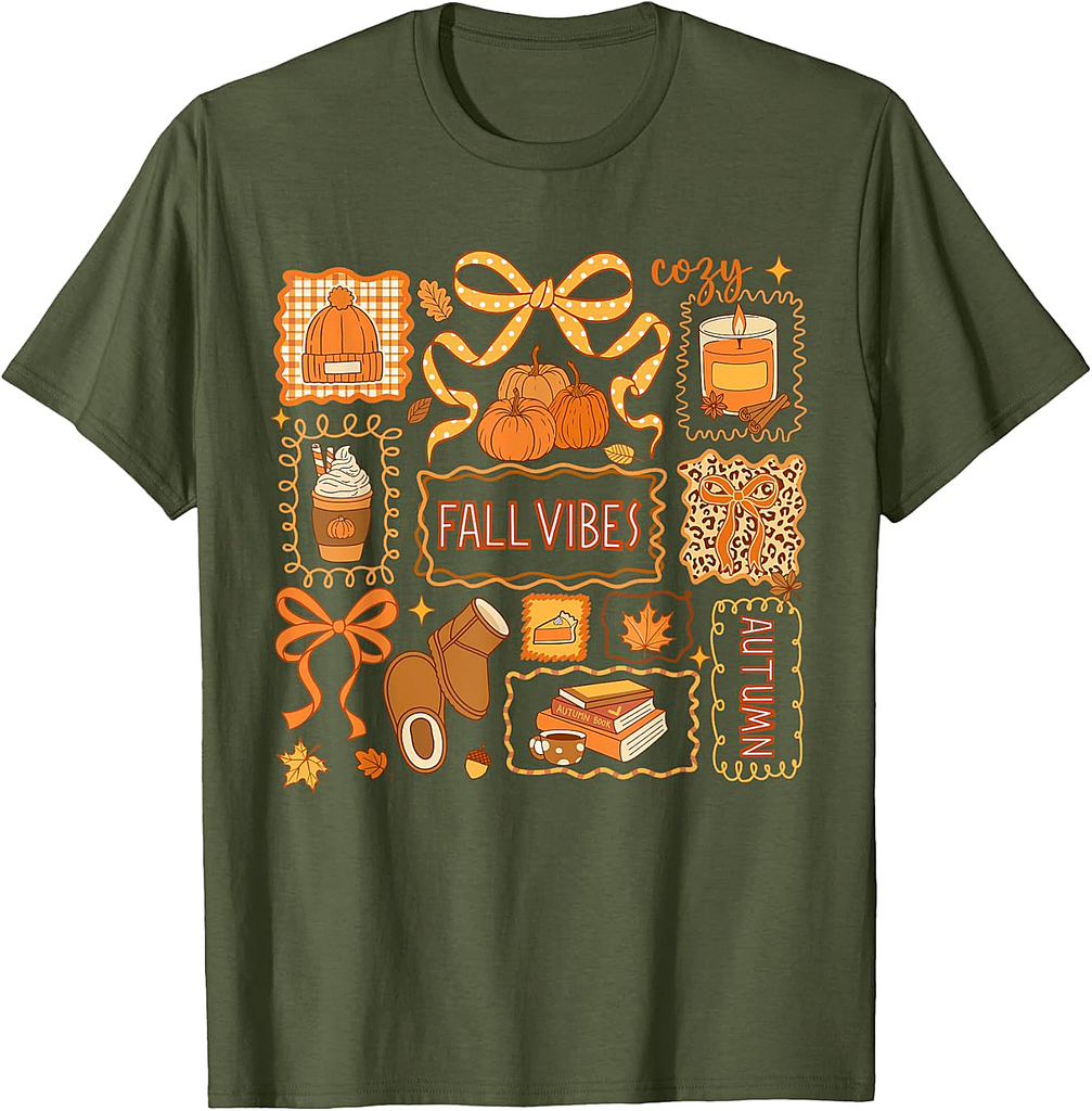 Fall Vibes Autumn Coquette Pumpkin Thanksgiving Coffee Women T-Shirt