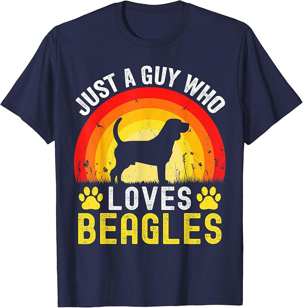 Just A Guy Who Loves Beagles Retro Vintage Beagle Dog Men Women T-Shirt