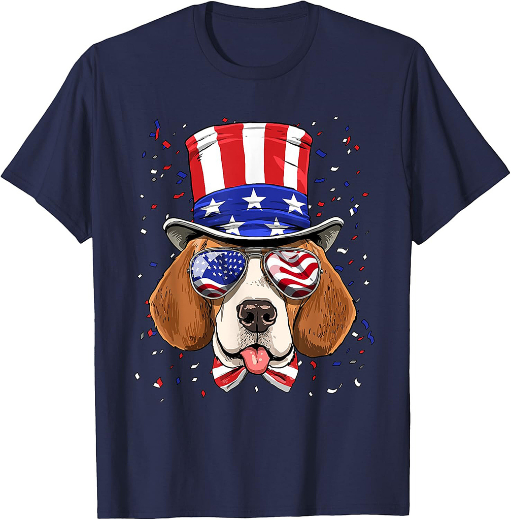 4th of July Patriotic Beagle American USA Flag Beagle Lovers T-Shirt