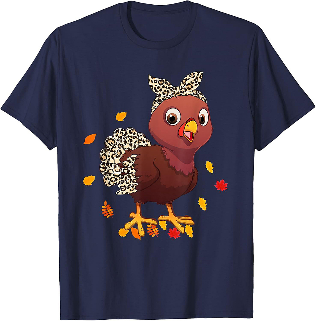 Leopard Turkey Girl Thanksgiving Autumn Fall season Women T-Shirt
