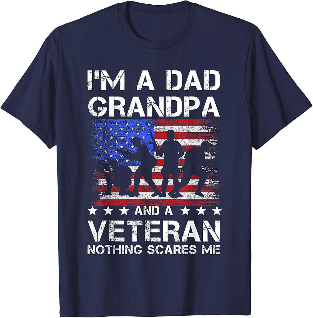Dad Grandpa Veteran Nothing Scares Fathers Day Veterans Day T-Shirt