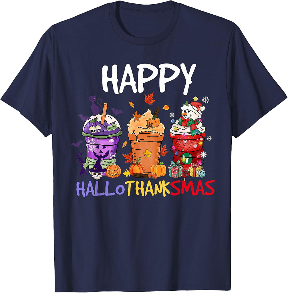 Halloween Thanksgiving Happy Hallothanksmas Season Coffee T-Shirt