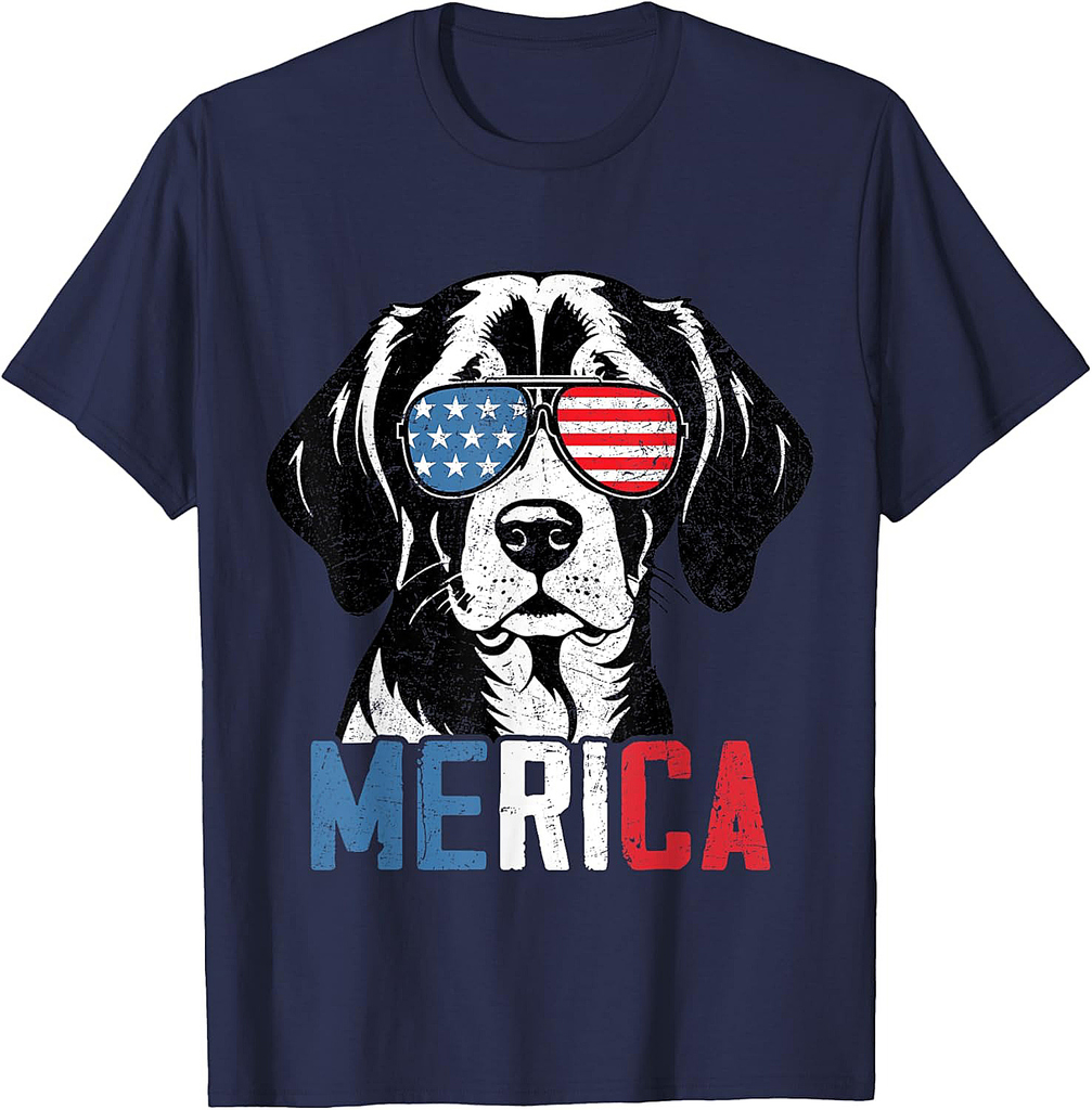 Patriotic Beagle Dog Merica 4th Of July Funny T-Shirt for Men Women