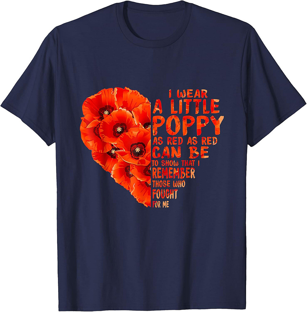 Veteran Day Lest We Forget Red Poppy Flower USA Memorial Day T-Shirt