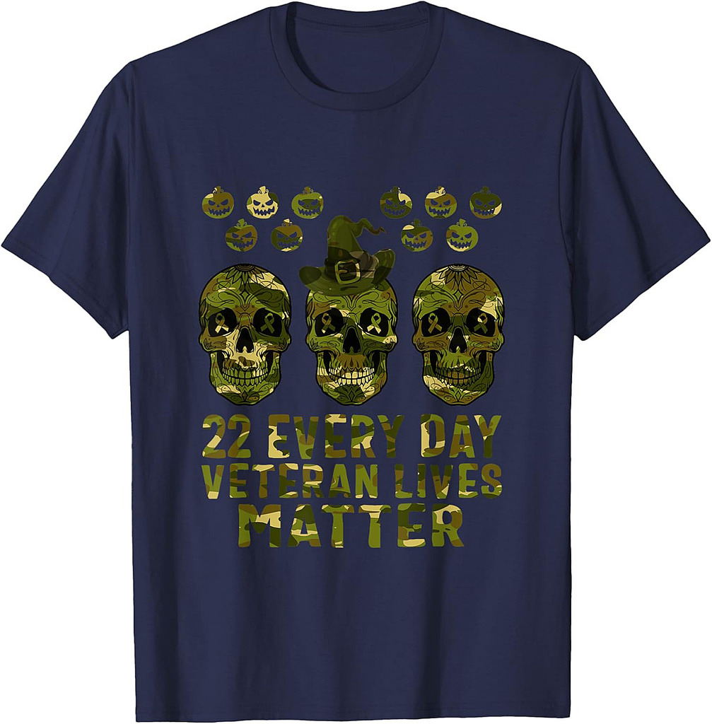 22 Every Day Veteran Lives Matter Suicide Awareness PTSD T-Shirt