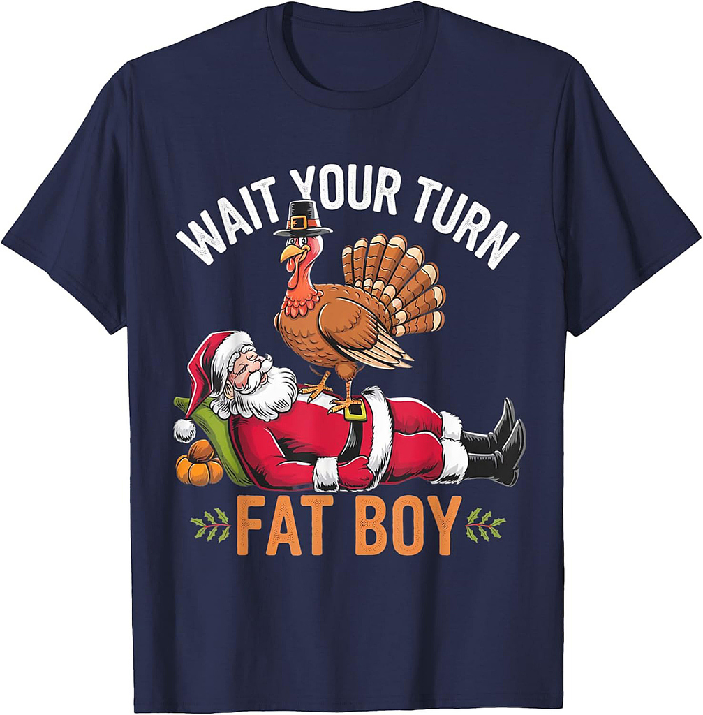 Funny Thanksgiving Christmas Turkey vs Santa for Men Women T-Shirt