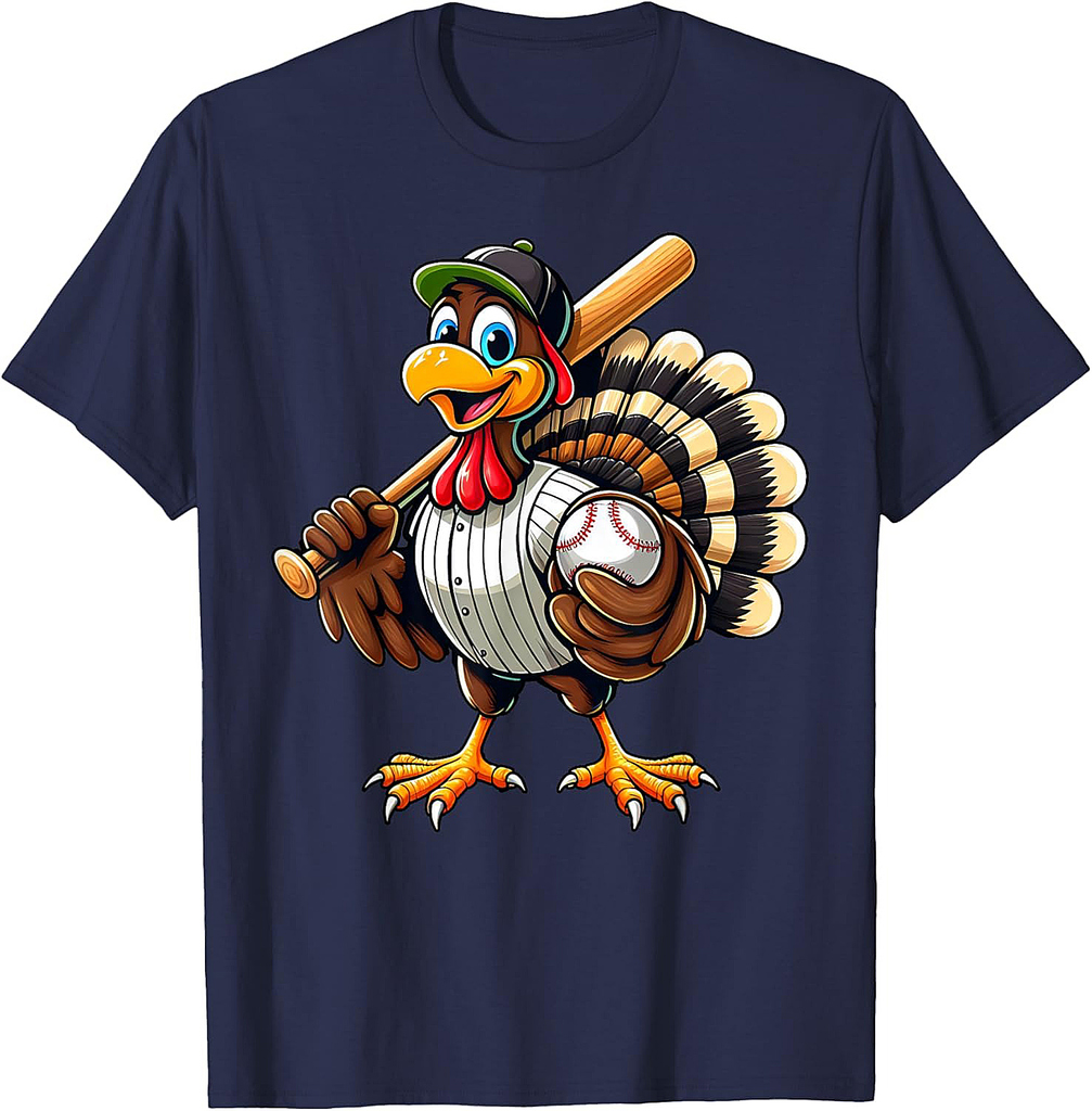 Cool Thanksgiving Baseball Gobble Player Turkey Baseball T-Shirt