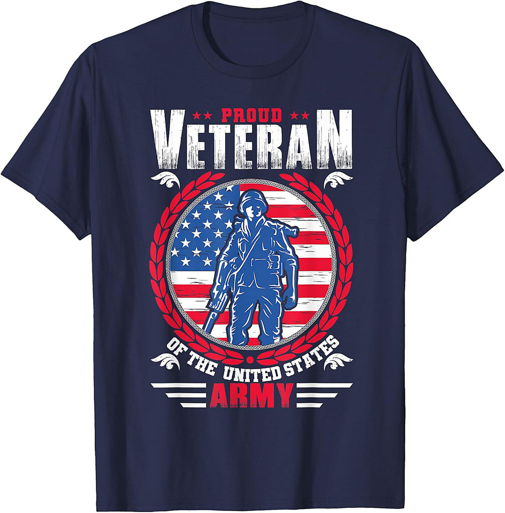 Proud Veteran of The United States US Army Military USA Flag T-Shirt