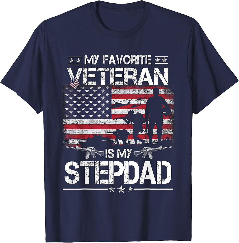 My Favorite Veteran Is My Stepdad Flag Father Veterans Day T-Shirt