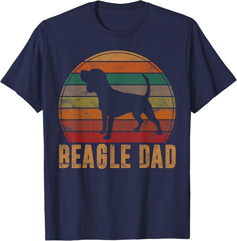 Retro Beagle Dad Gift Dog Owner Pet Tricolor Beagle Father Men Women Girls T-Shirt