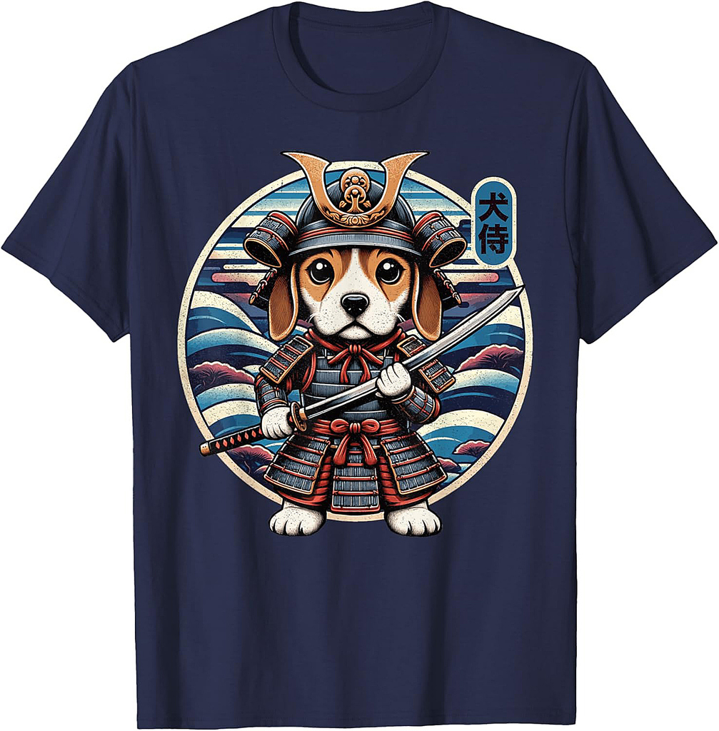 Japanese Samurai Dog Tattoo, Beagle Kawaii Ninja T-Shirt