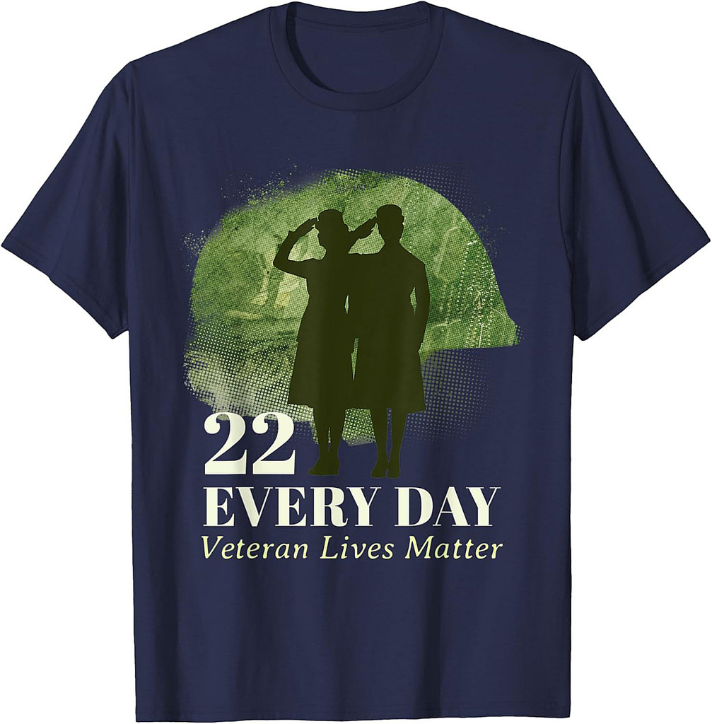 22 Every Day Veteran Lives Matter Veteran Suicide Awareness T-Shirt