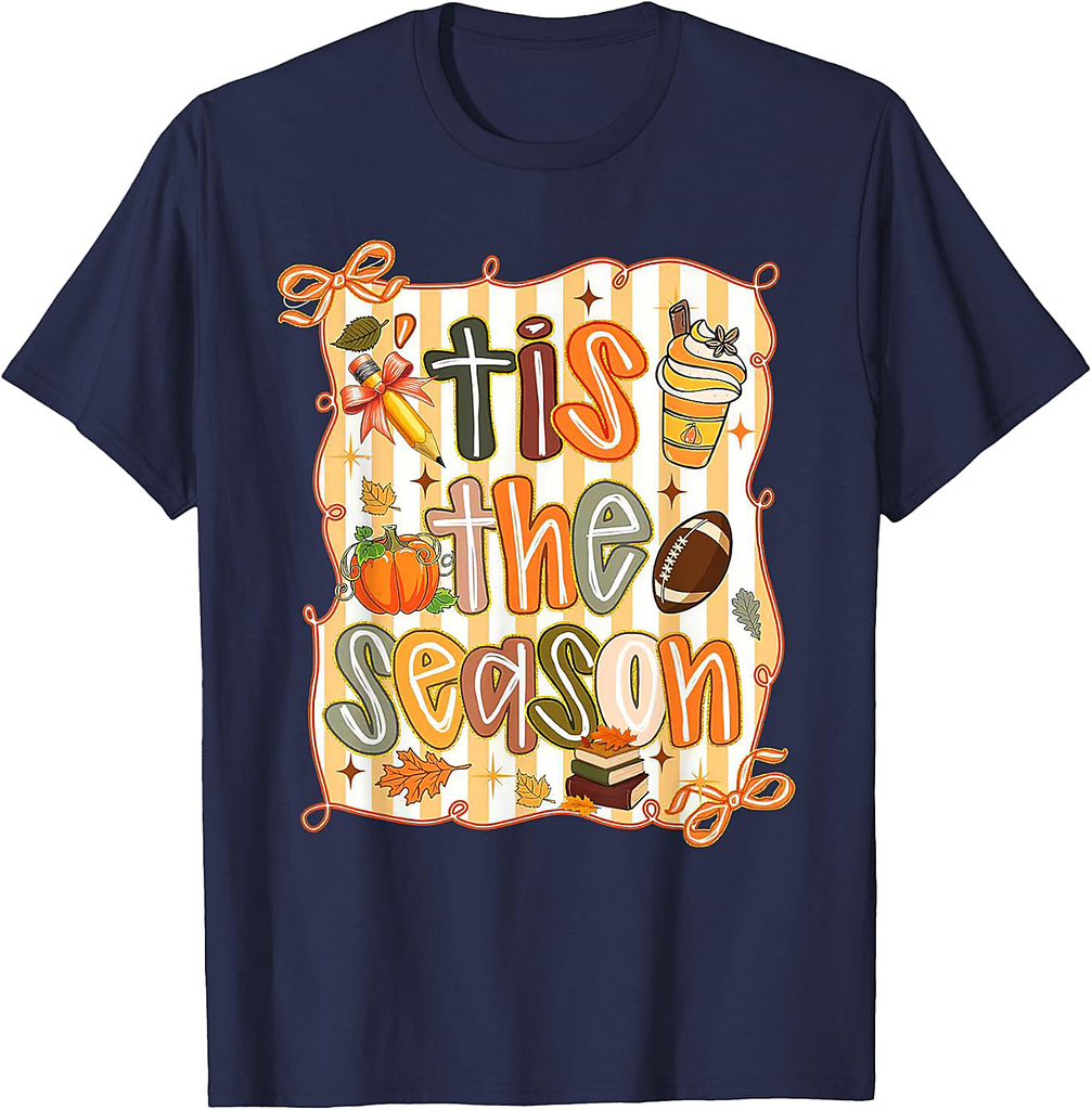 Coquette Teacher Fall Autumn Thanksgiving Bow Autumn Teacher Appreciation T-Shirt