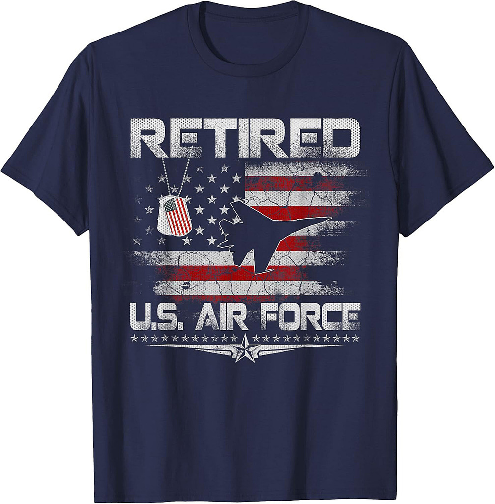 Retired Air Force Veteran USA Flag Patriotic Veterans Day T-Shirt