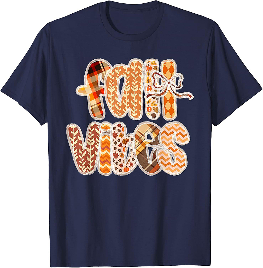 Fall Vibes Thanksgiving Lace Coquette Bow Girl Women T-Shirt