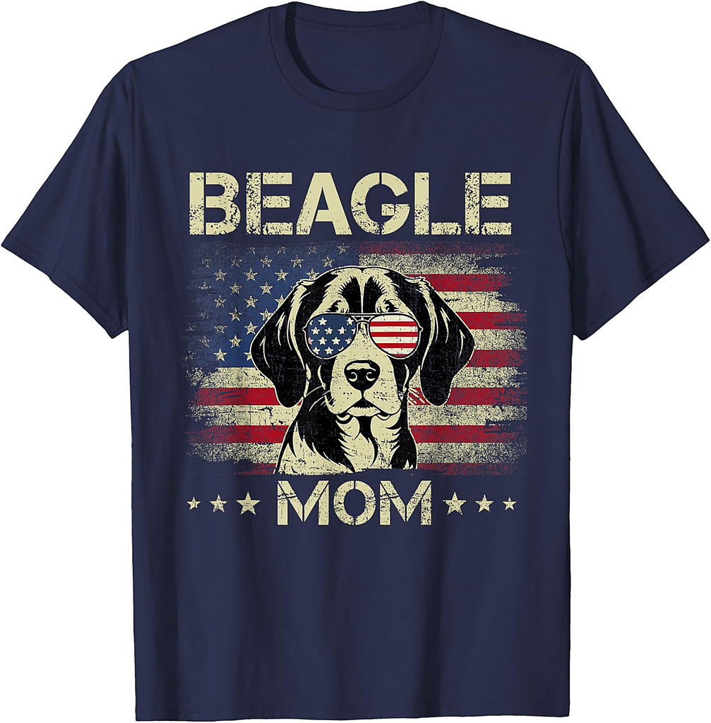 Beagle Mom Dog Vintage American Flag 4th Of July T-Shirt