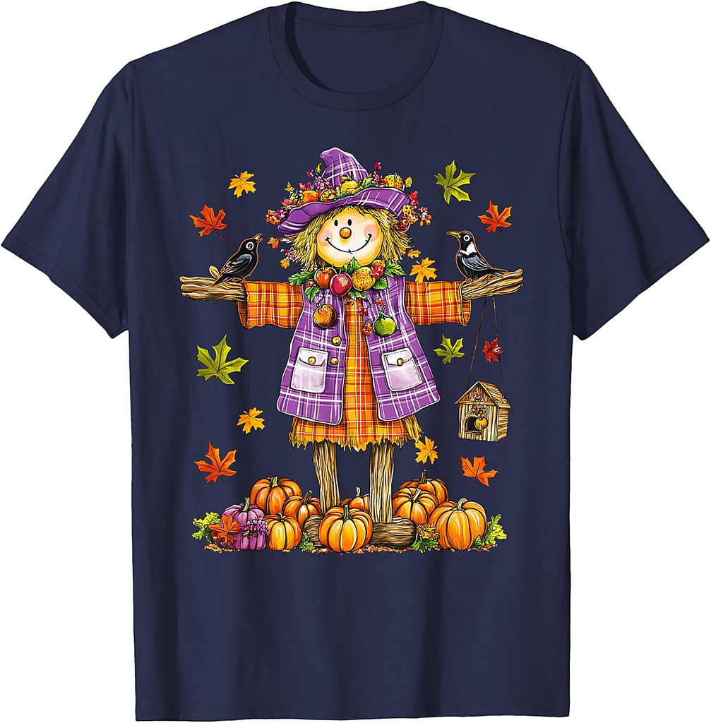 Scarecrow Autumn Fall Season Pumpkin Thanksgiving Halloween T-Shirt