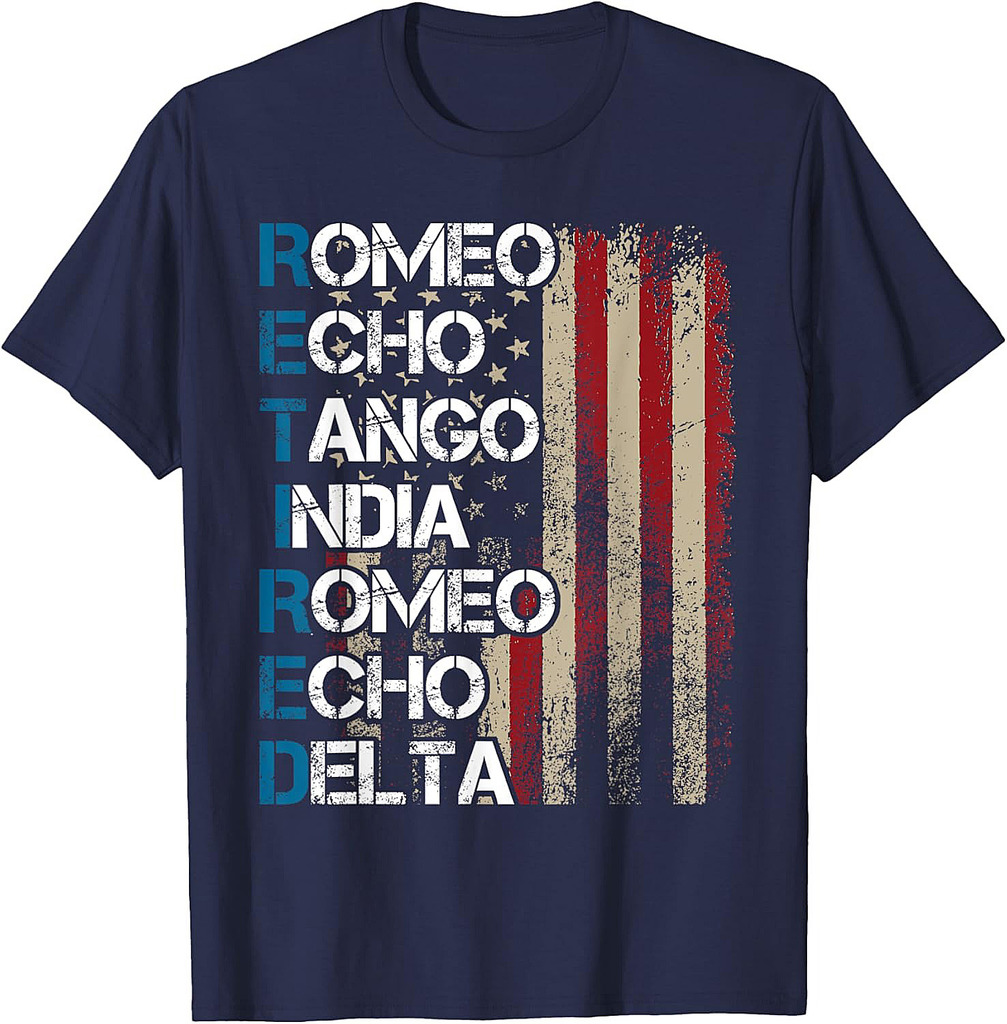 Phonetic Alphabet Retired Veteran Retirement Army Military T-Shirt