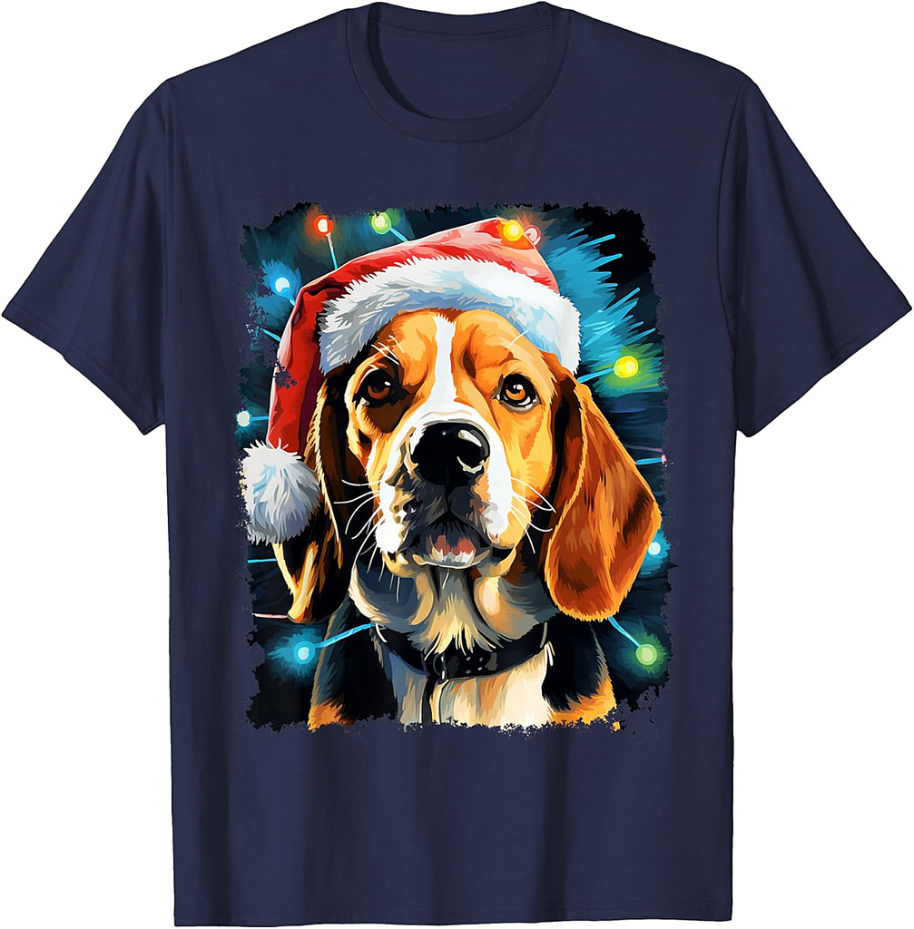 Pop Art Christmas Dog Beagle T-Shirt
